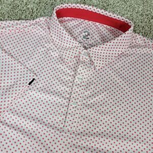 2GG Apparel Mens 2XL White Red AOP Performance Stretch Golf Polo Short Sleeve